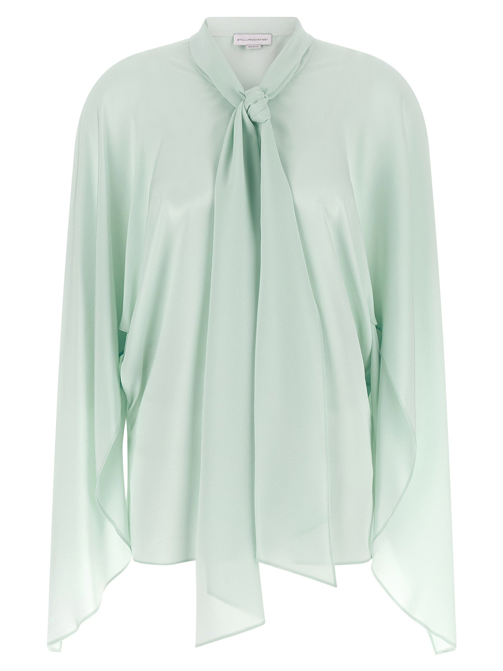 Lavallière Collar Silk Shirt — Mint
