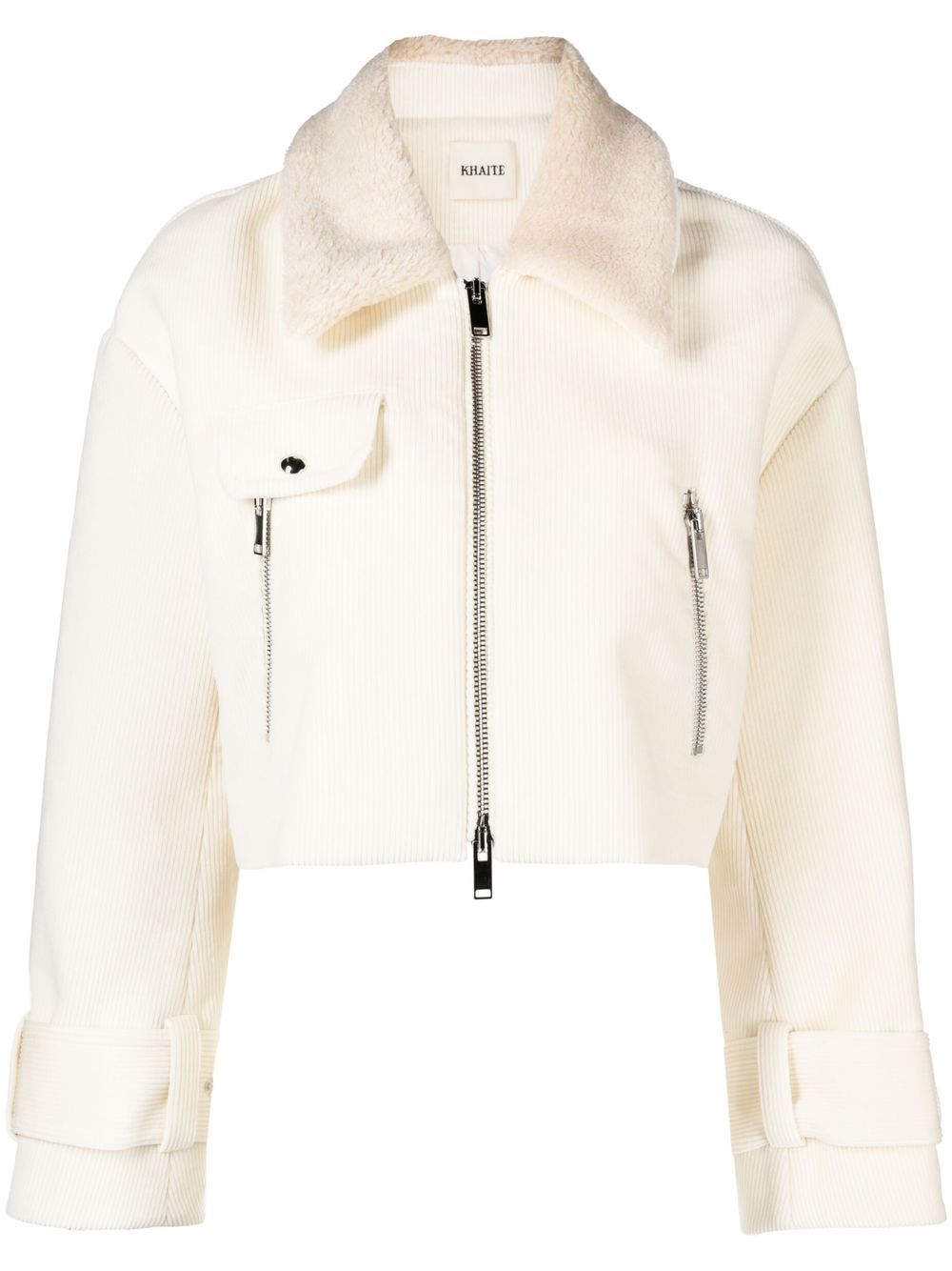Faux-shearling collar jacket - Neutrals