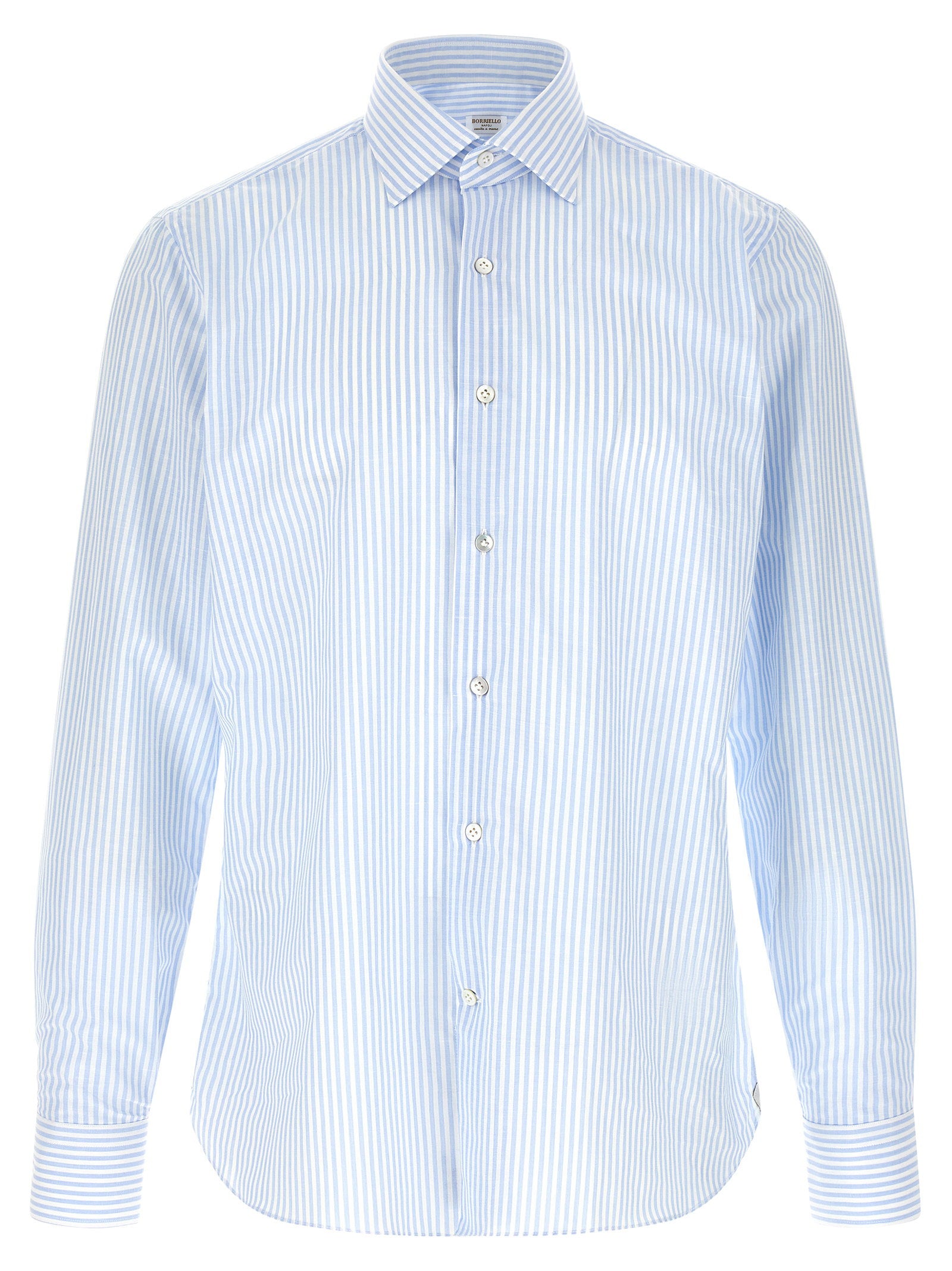 Striped Cotton-Linen Shirt — Blue