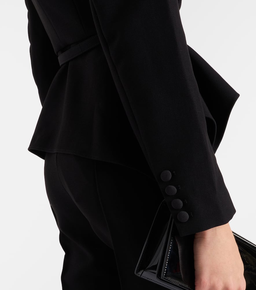 Asymmetric draped crêpe blazer