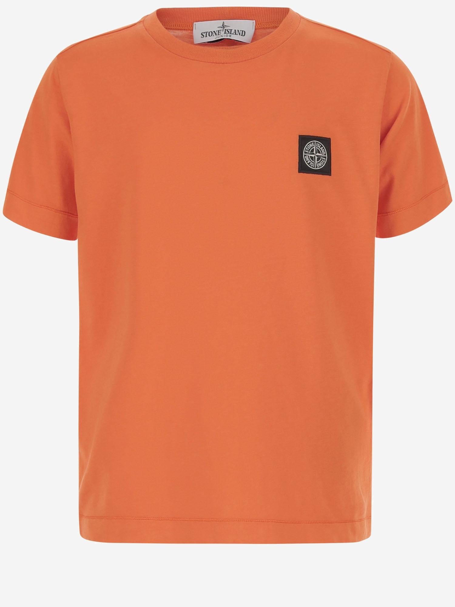 Logo-Patched Cotton T-Shirt — Orange