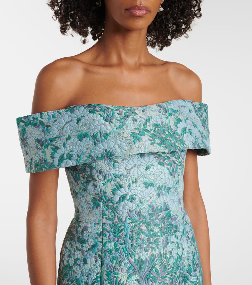 Markarian Clover floral off-shoulder brocade gown