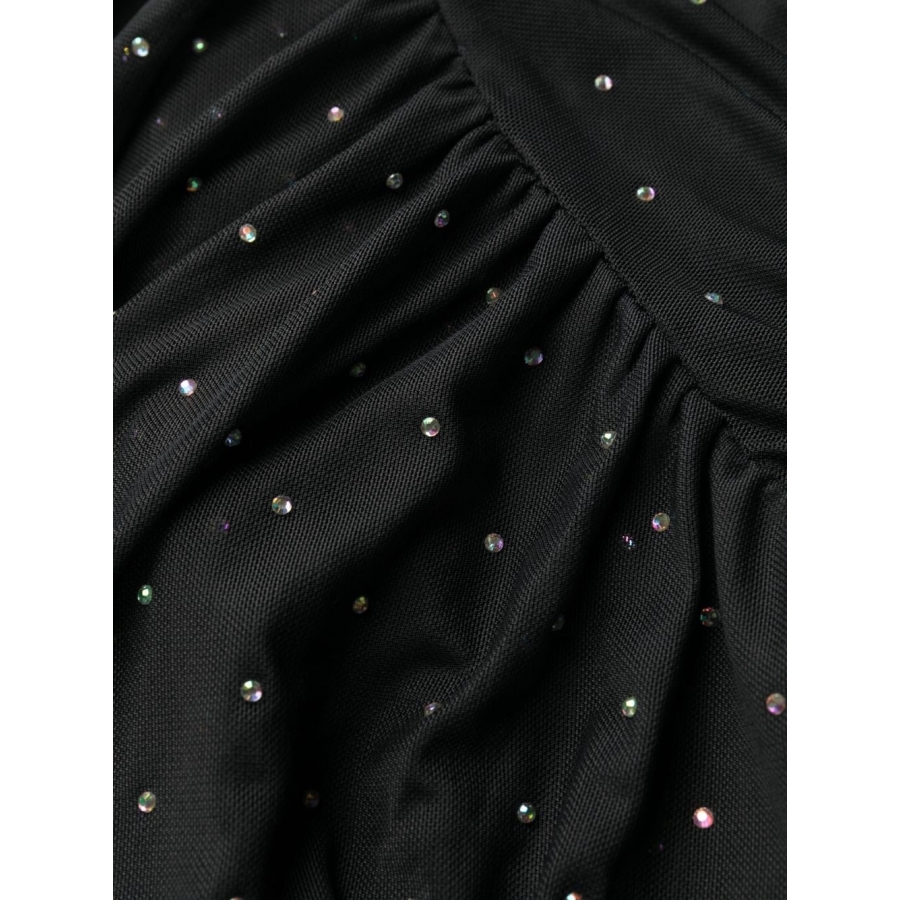 Rhinestone-Embellished Ruffle Mesh Mini Dress