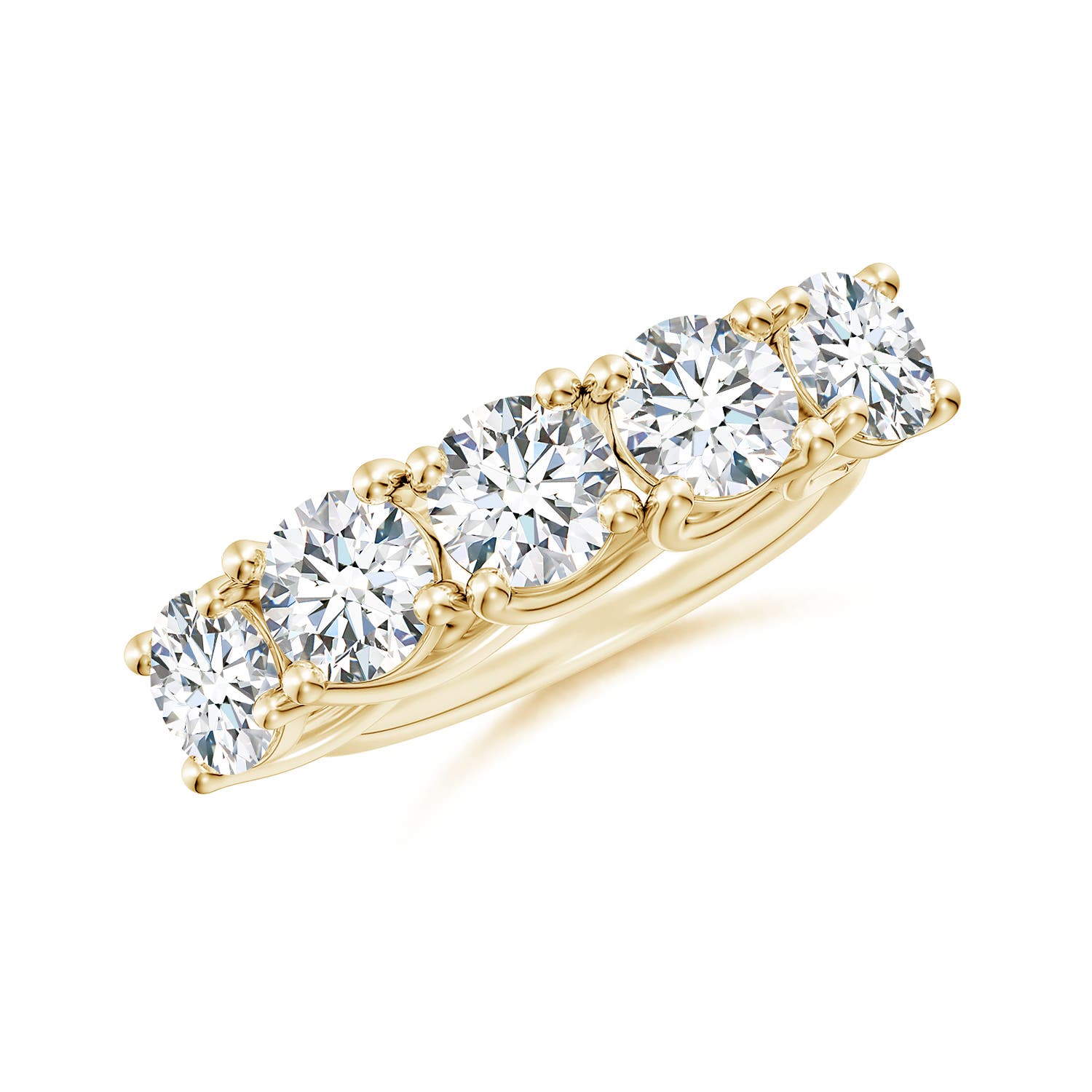 Angara 3.75 CTW Lab-Grown Half Eternity Five Stone Diamond Wedding Ring in 18K Yellow Gold