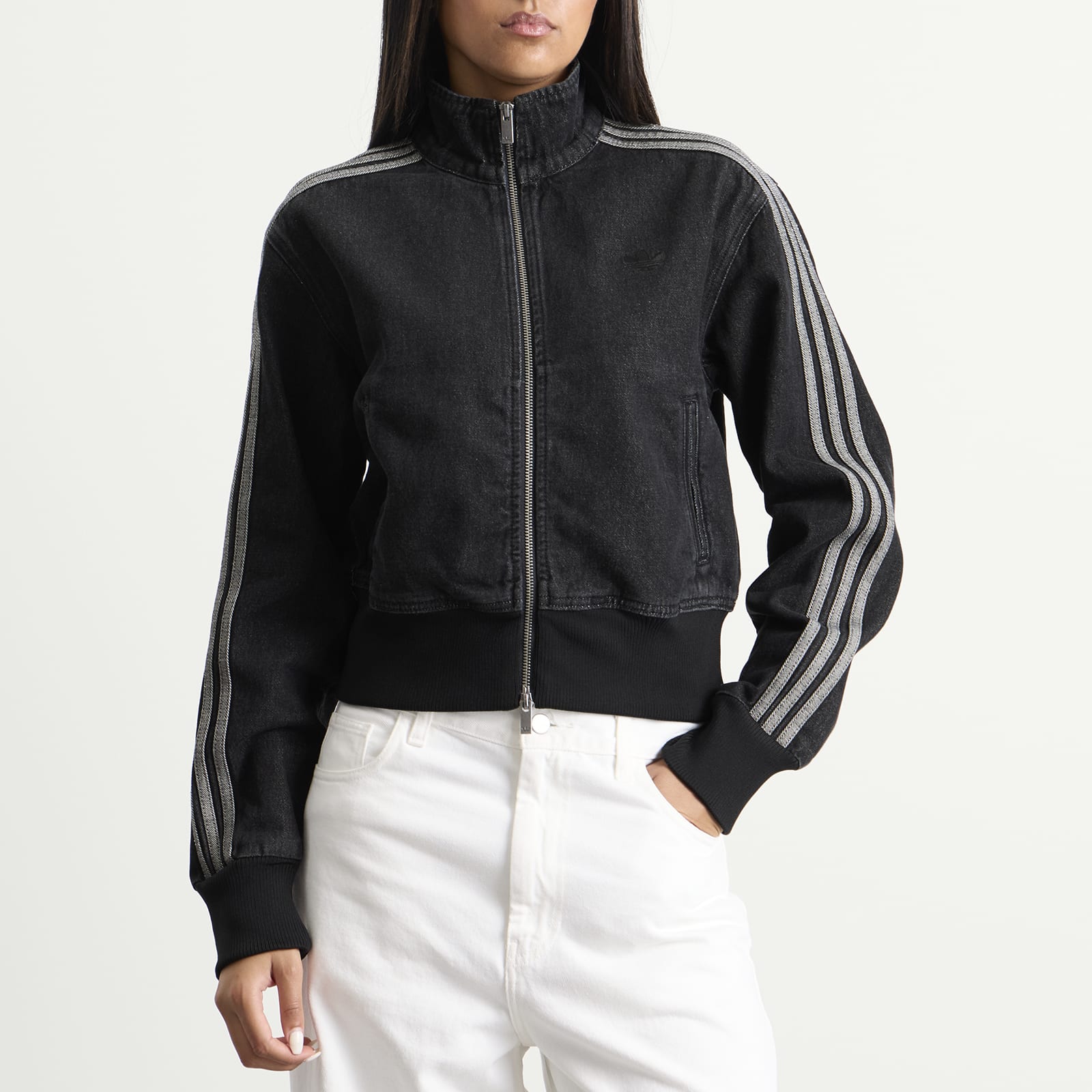 Women's Denim Firebird Track Top in True Black Denim