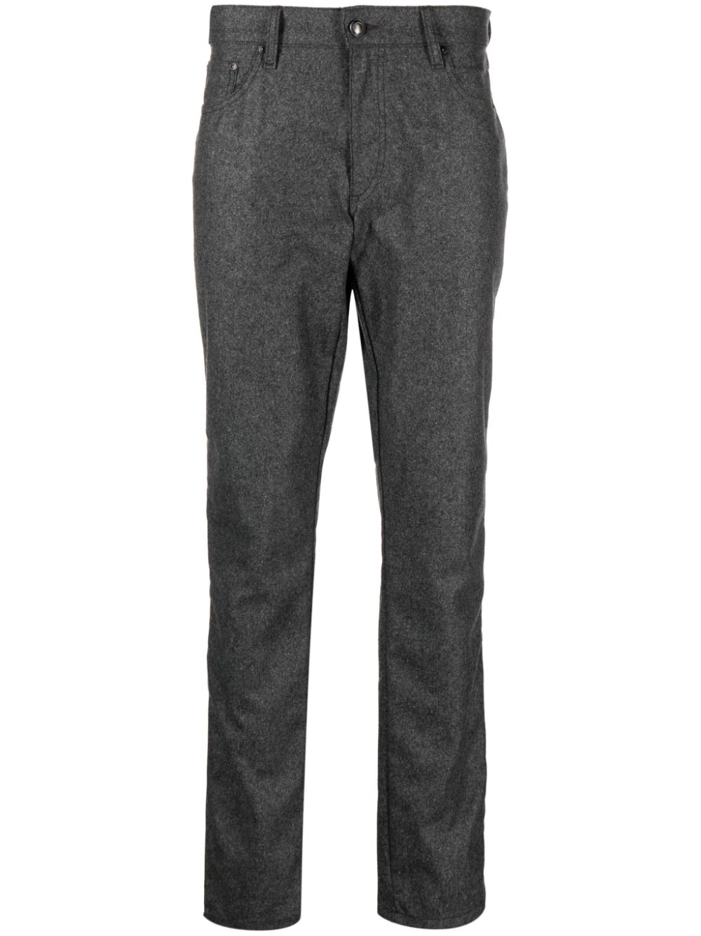 Flannel logo-patch straight-leg trousers - Grey