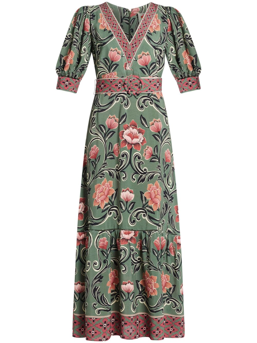 Floral-print maxi dress - Green