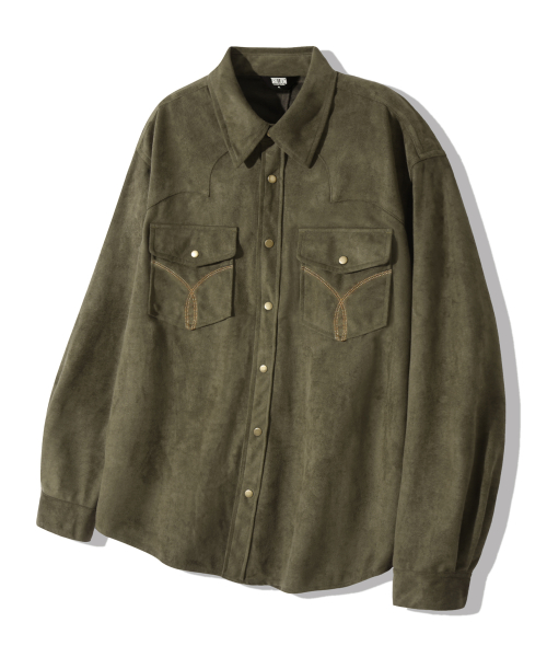 Western Two Pocket Embroidered Suede Shirt
