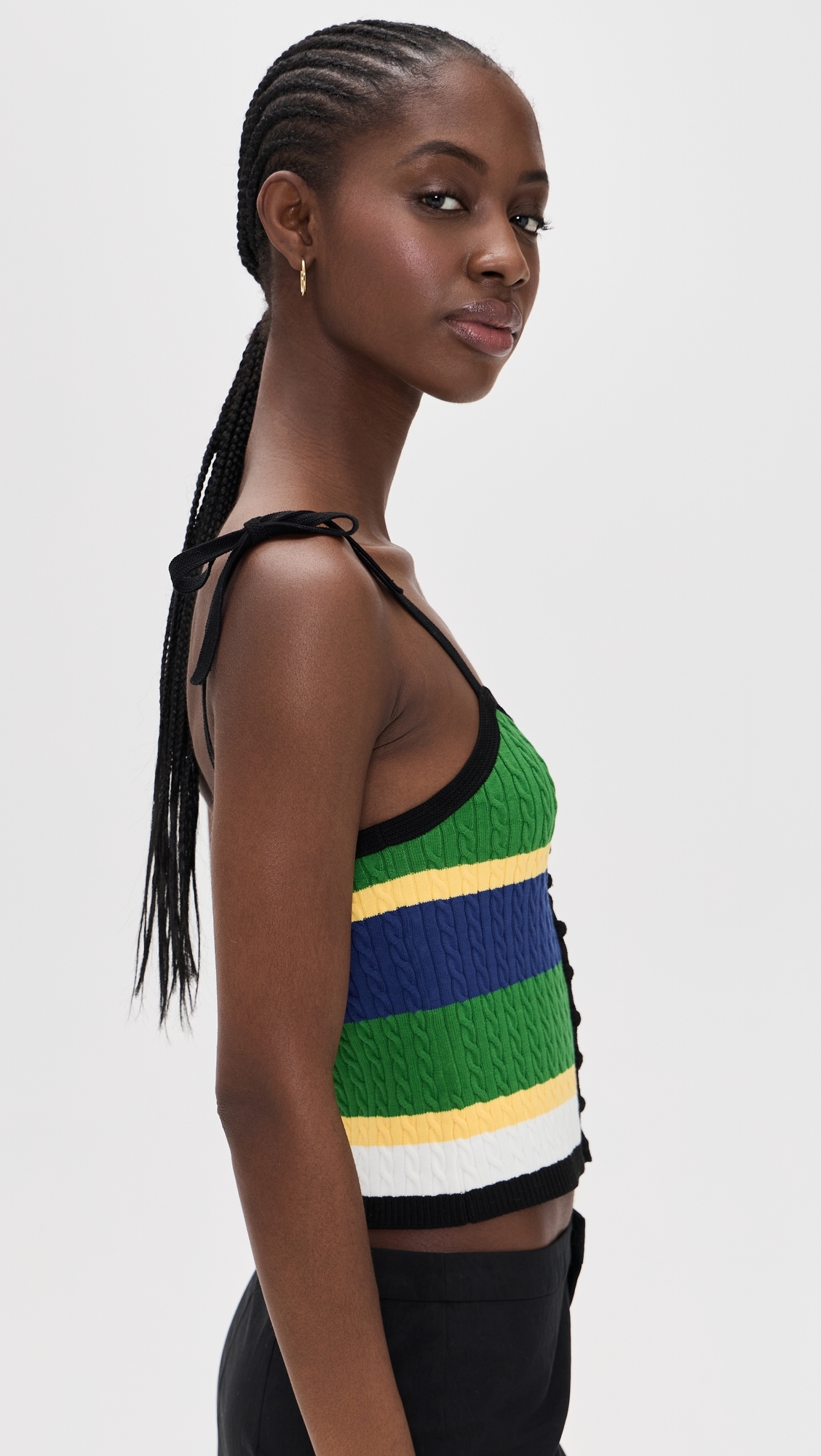 Micro Cable Stripe Tank Top Black