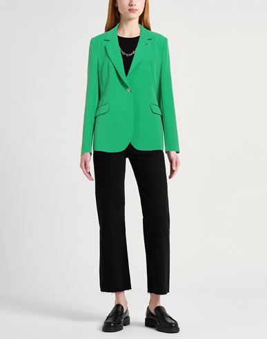Woman Blazer Green Size 10 Polyester, Elastane