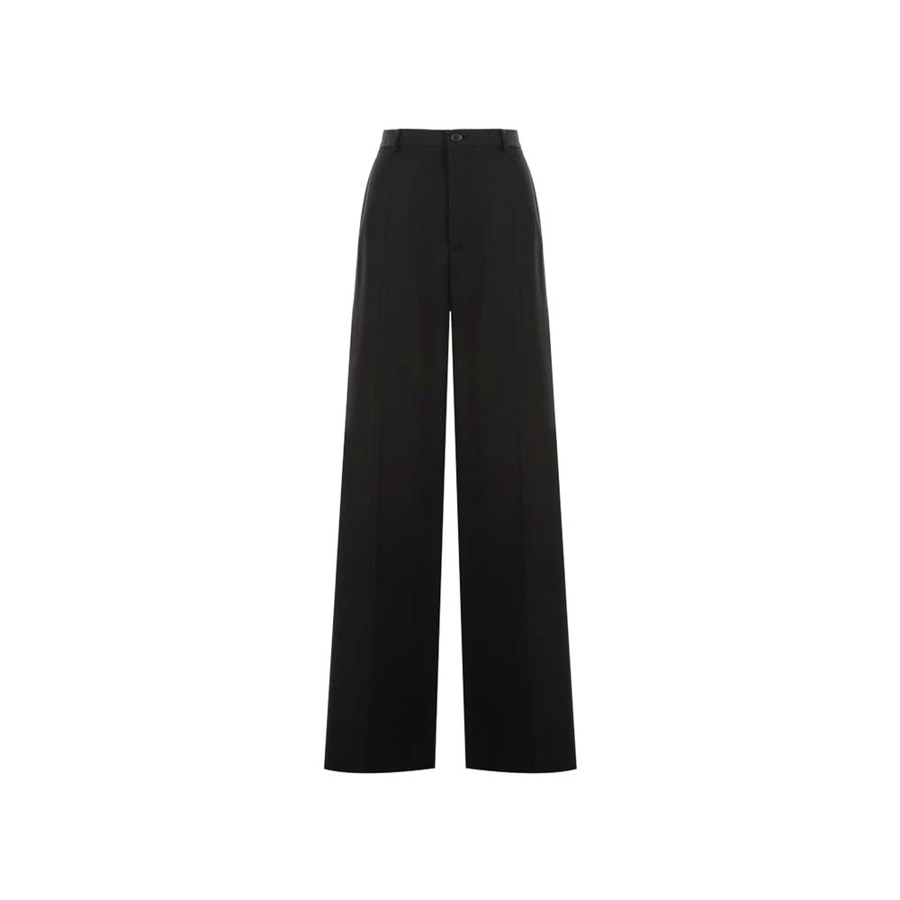 Wool Flared Trousers — Black