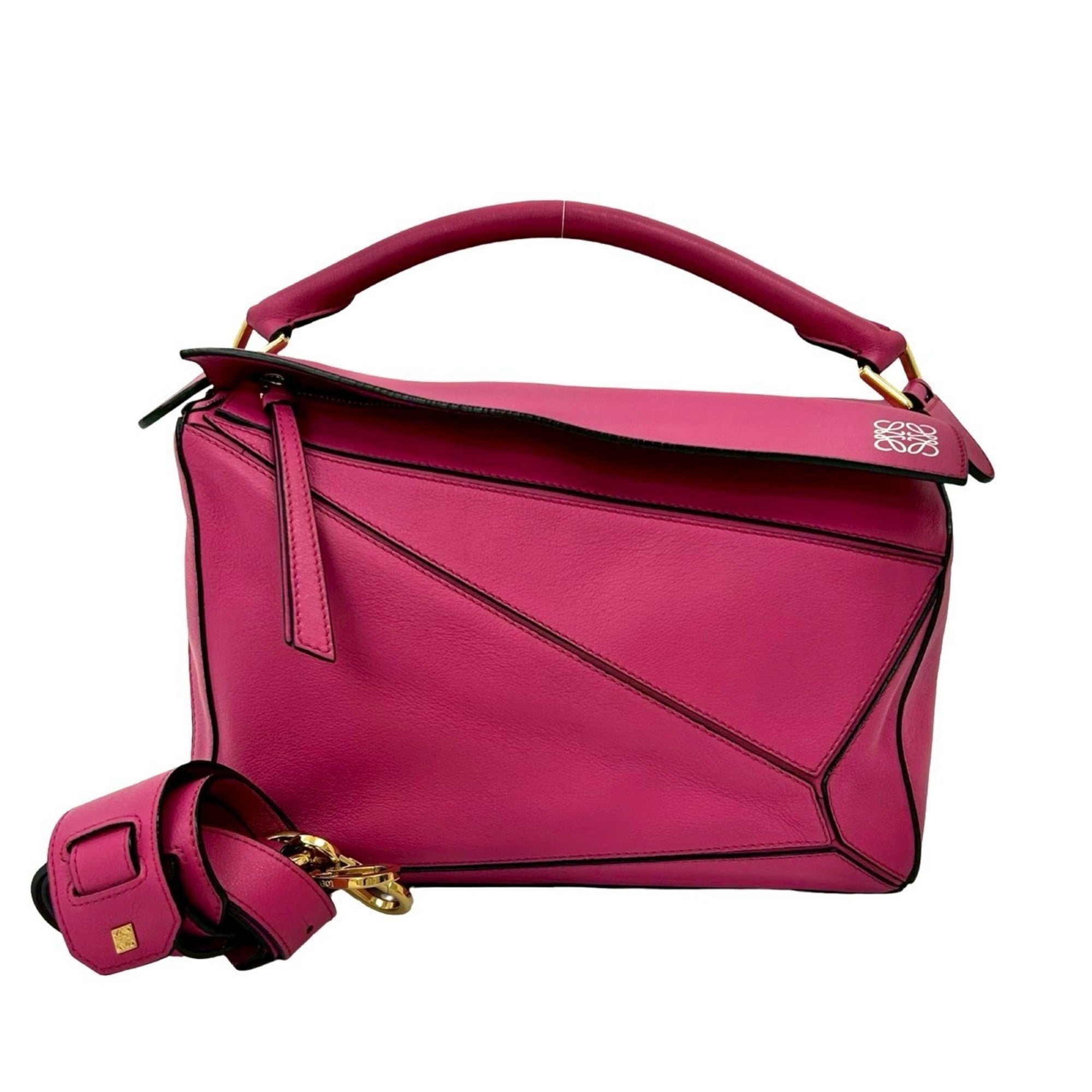 Loewe Pink Leather Boston Bag Handbag Shoulder Bag Pre-Owned