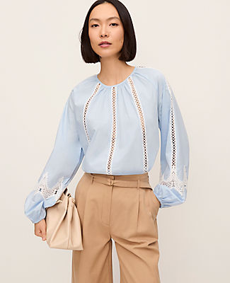 Ann Taylor Lace Trim Blouse