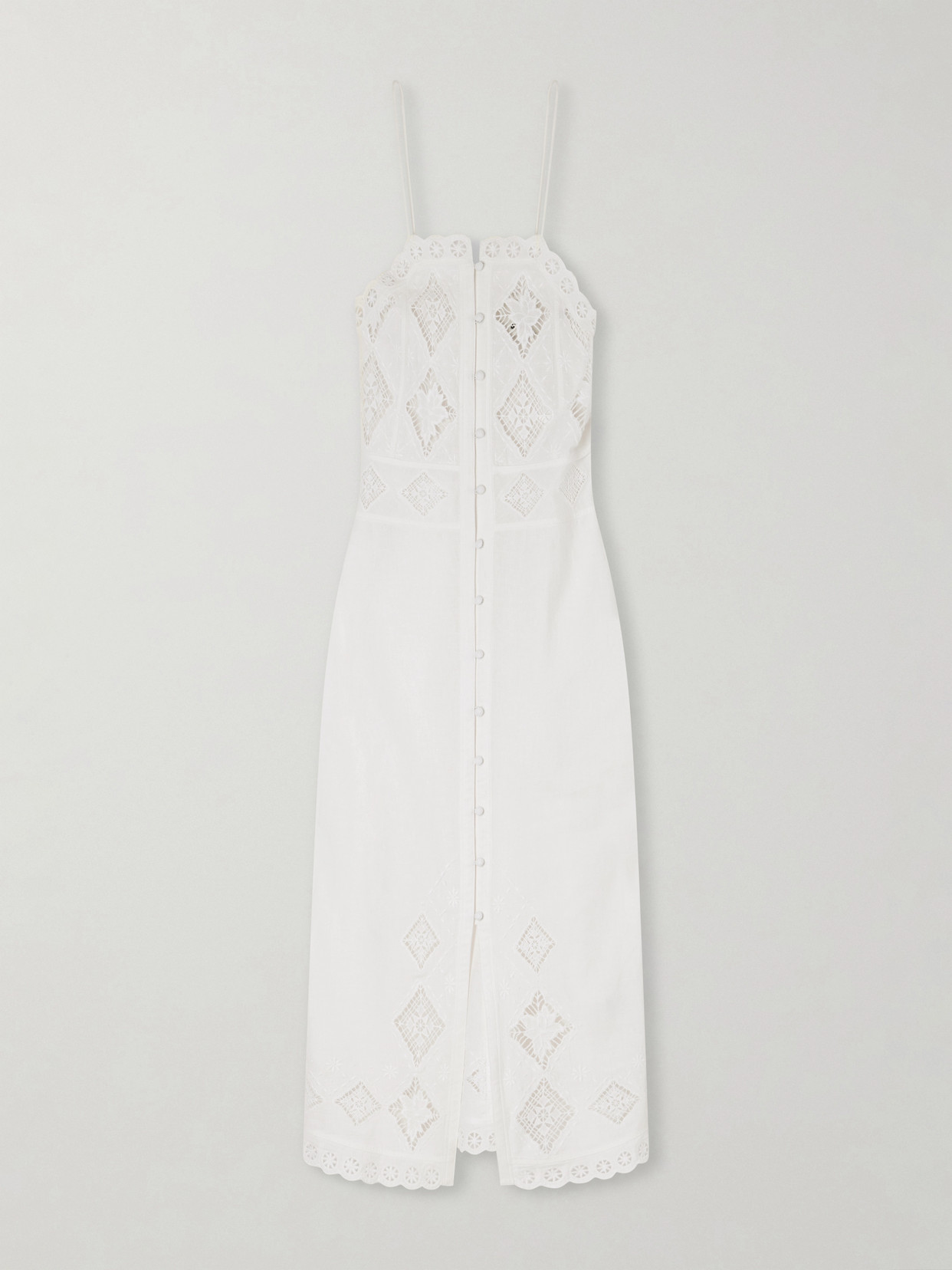 Nelsane Broderie Anglaise Cotton And Linen-blend Midi Dress - White