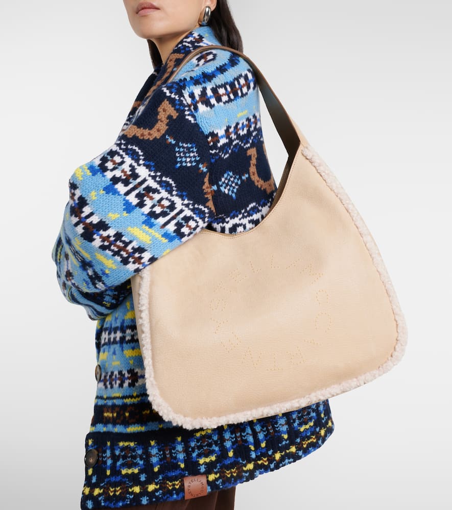 Teddy-trimmed shoulder bag