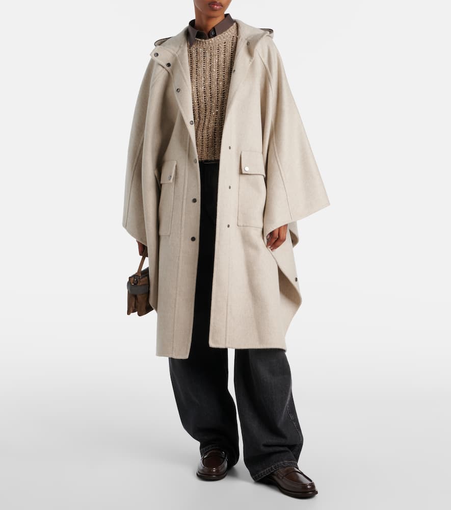 Hooded cashmere coat