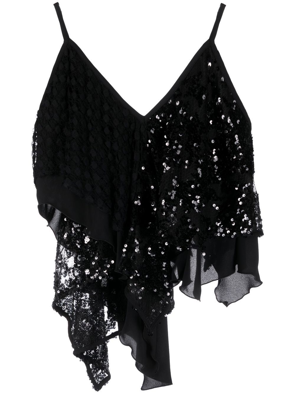 Asymmetric embellished vest top - Black