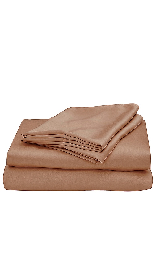 Ettitude BETTWÄSCHE-SET SATEEN SOLID SHEET SET in Brown
