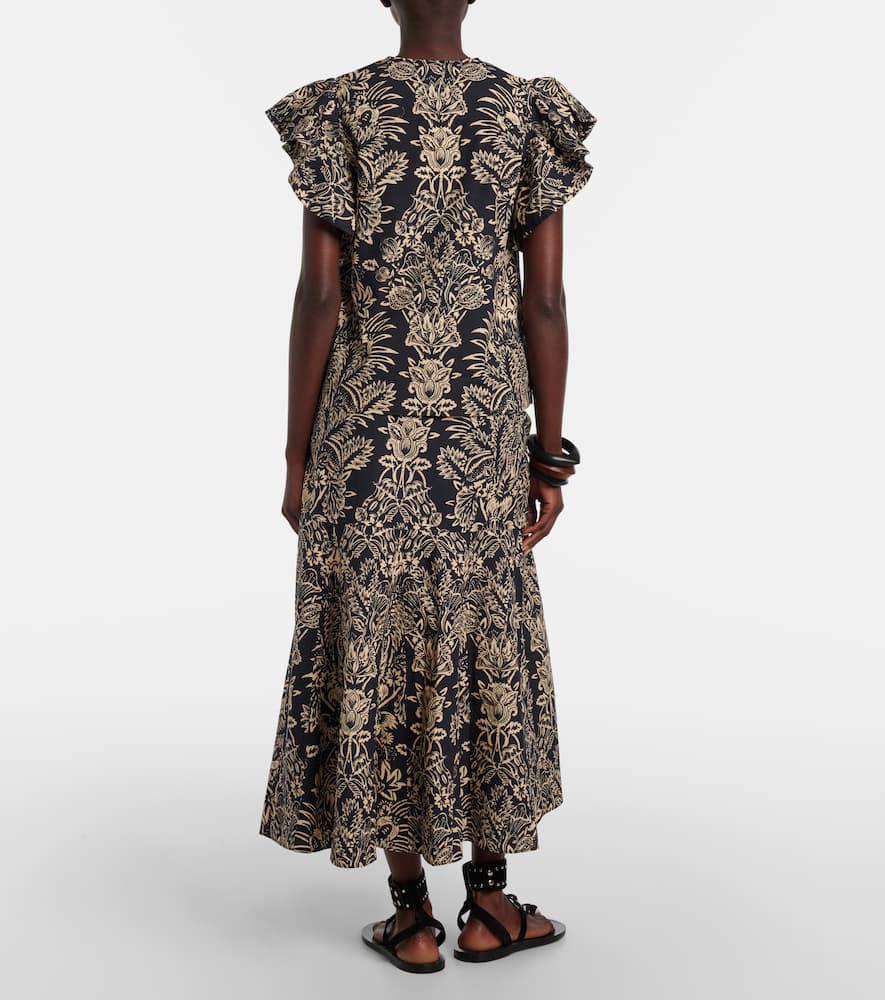 Clarisse printed cotton poplin midi skirt
