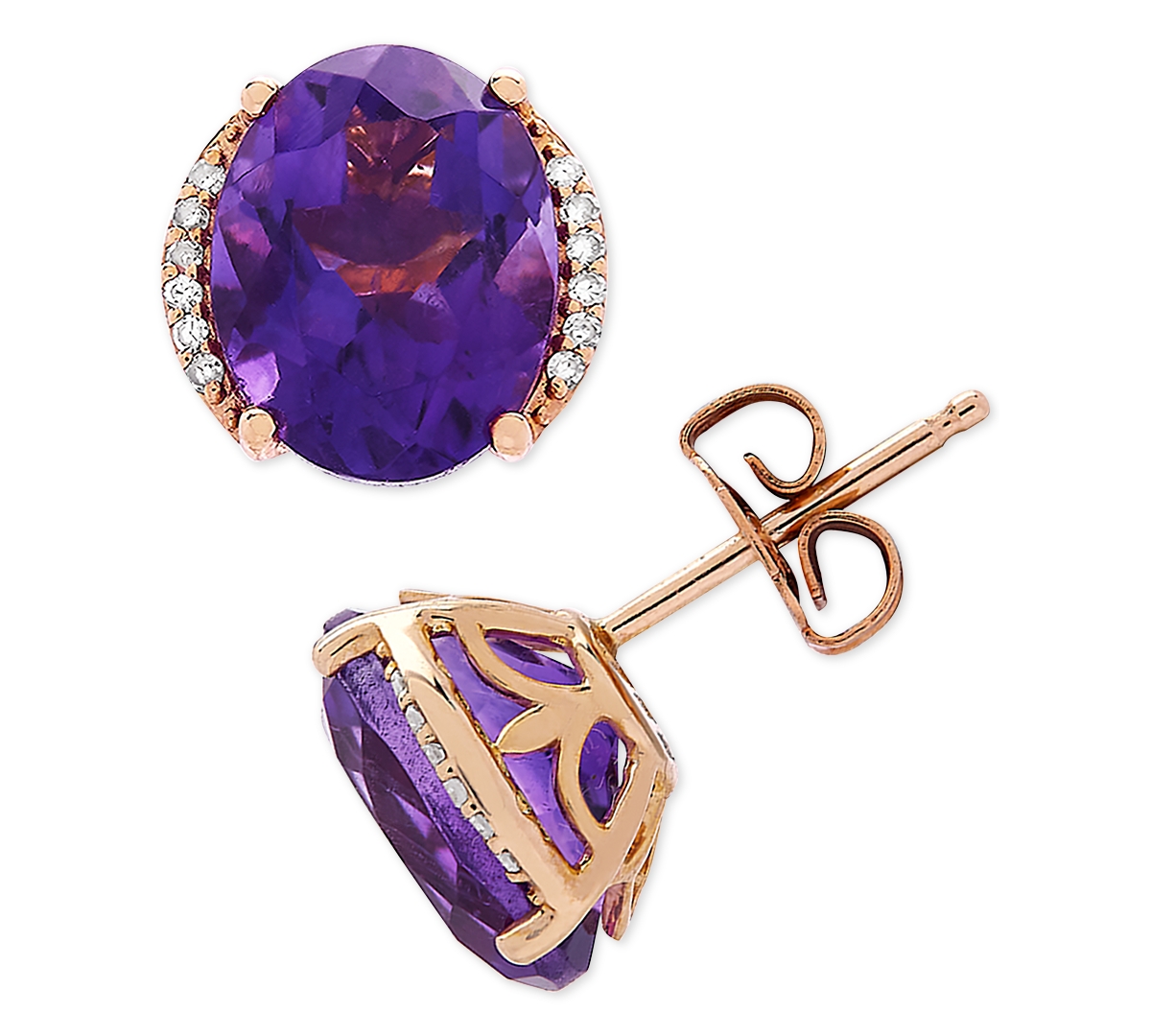Amethyst (3-1/5 ct. t.w.) & Diamond Accent Stud Earrings in 14k Gold - Amethyst