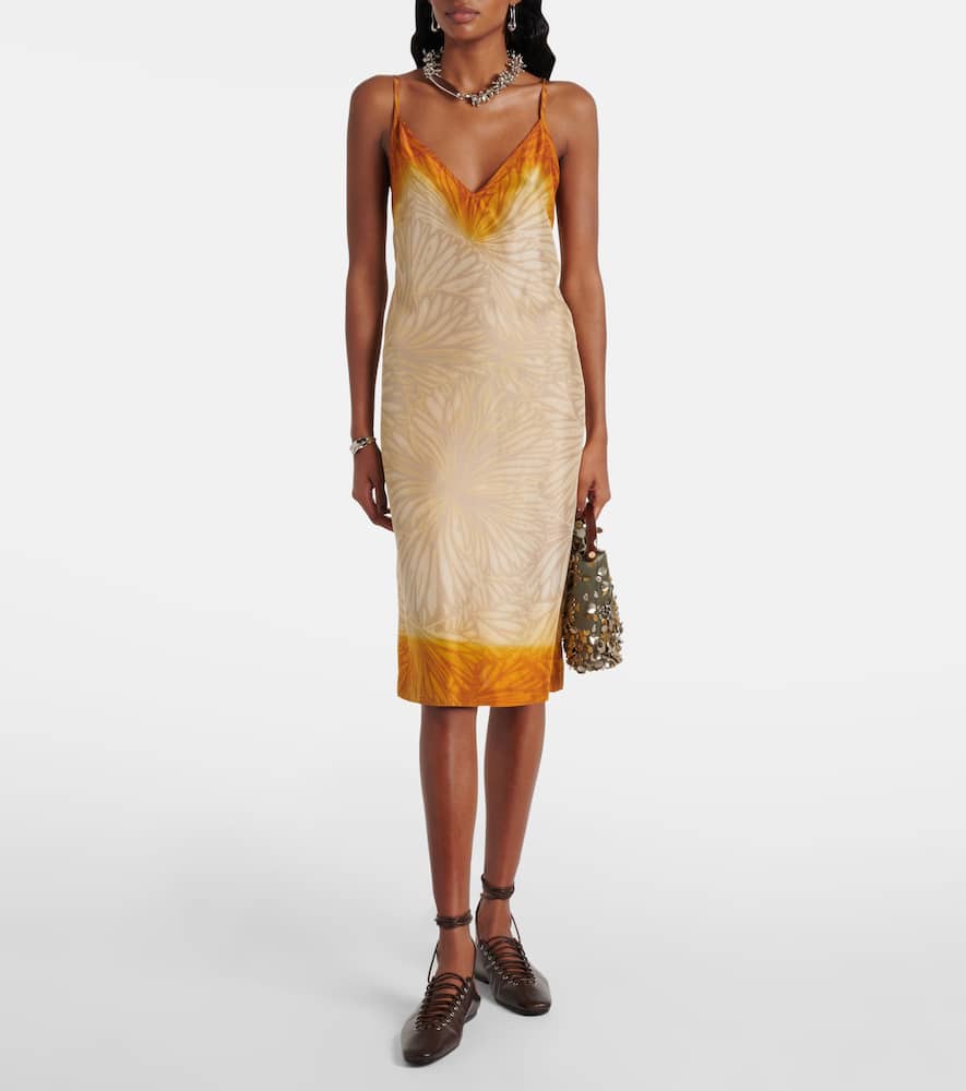 Printed ombré silk slip dress
