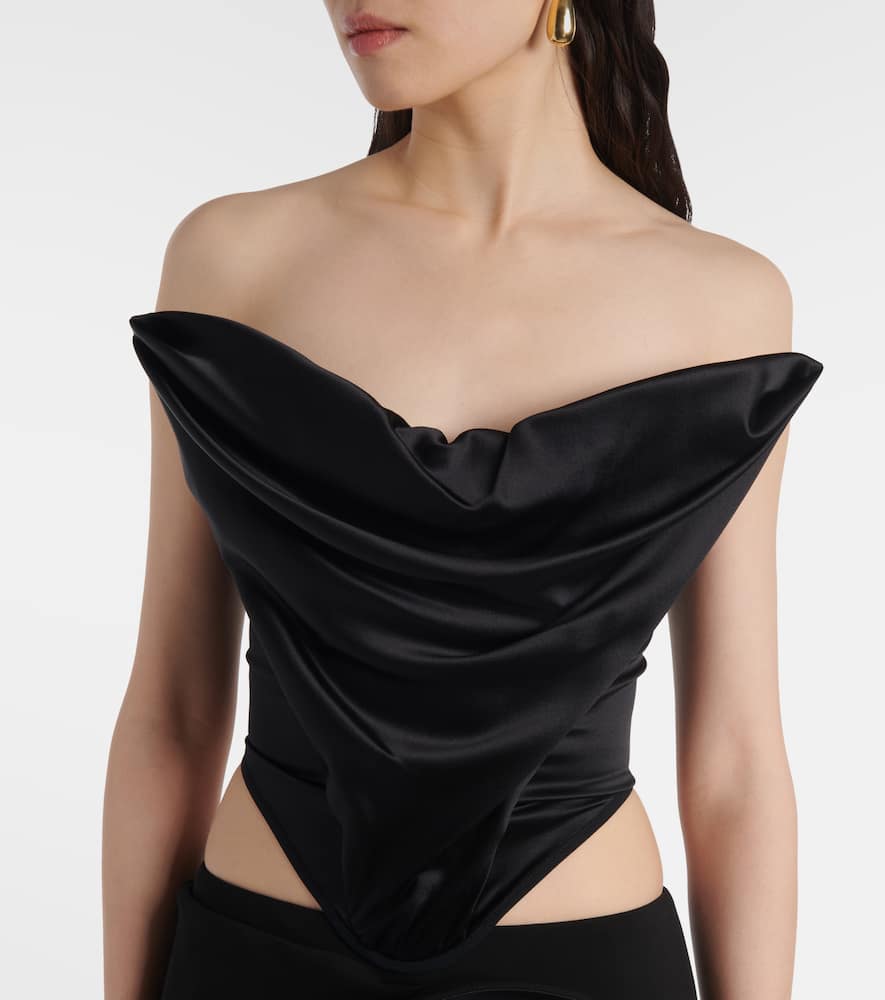 Draped silk-blend satin corset