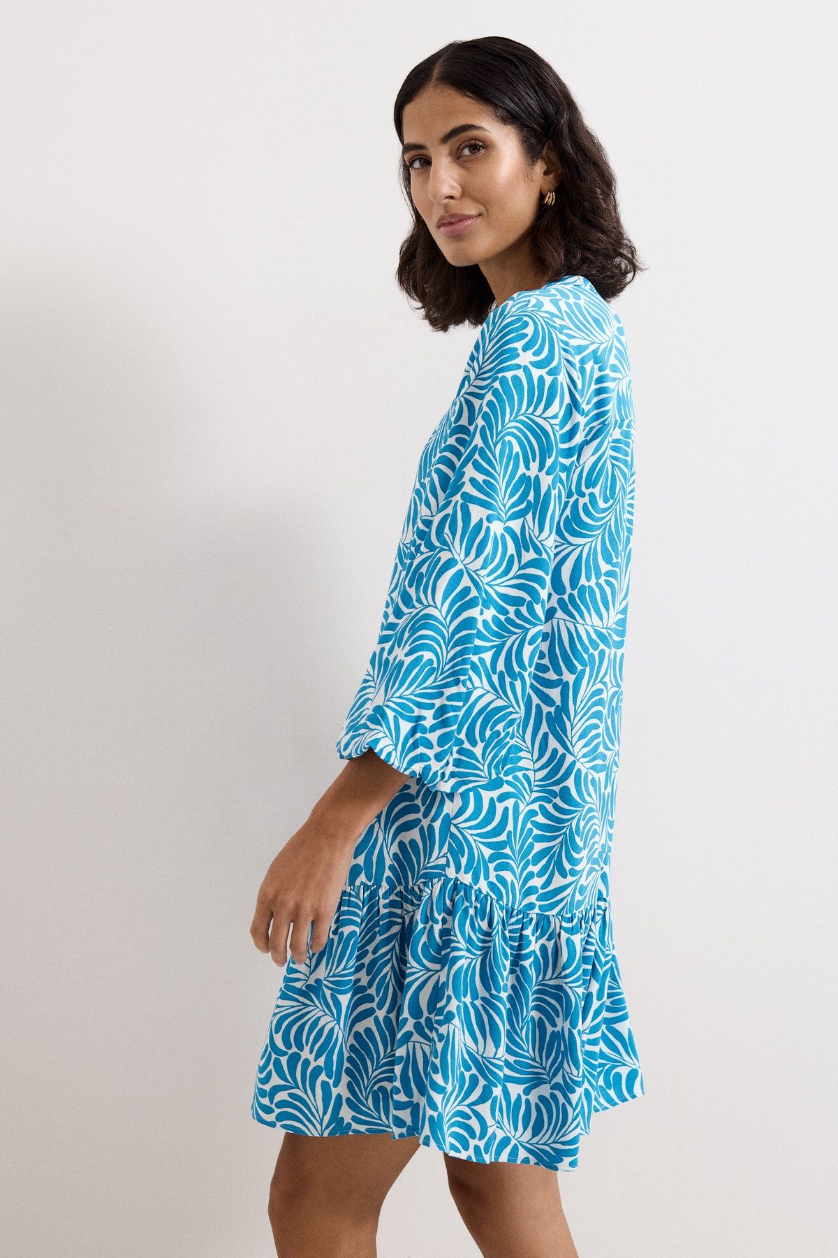 Phase Eight Women's Phoebe Tiered Hem V-Neck Mini Dress in Turquoise