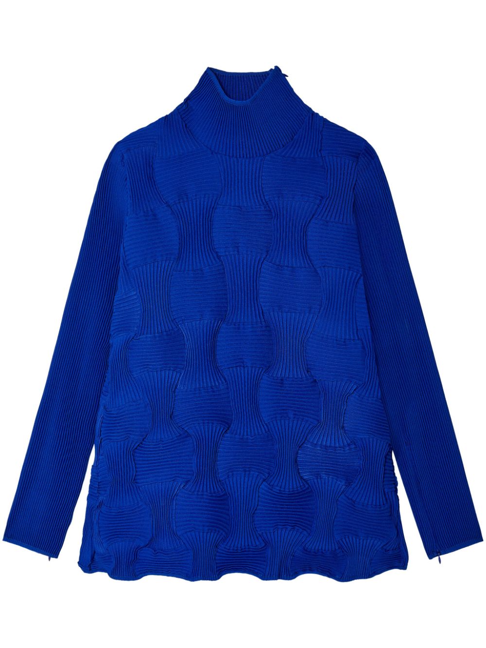 Waffle-effect knitted top - Blue