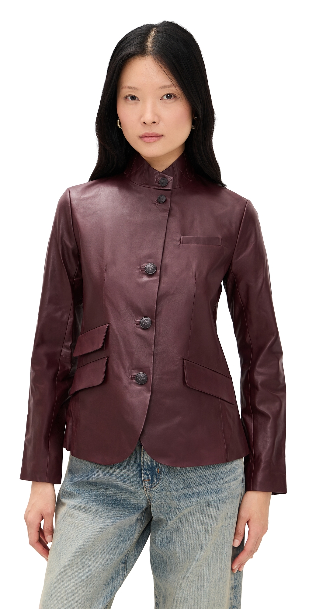 Slade Leather Blazer Brgdy