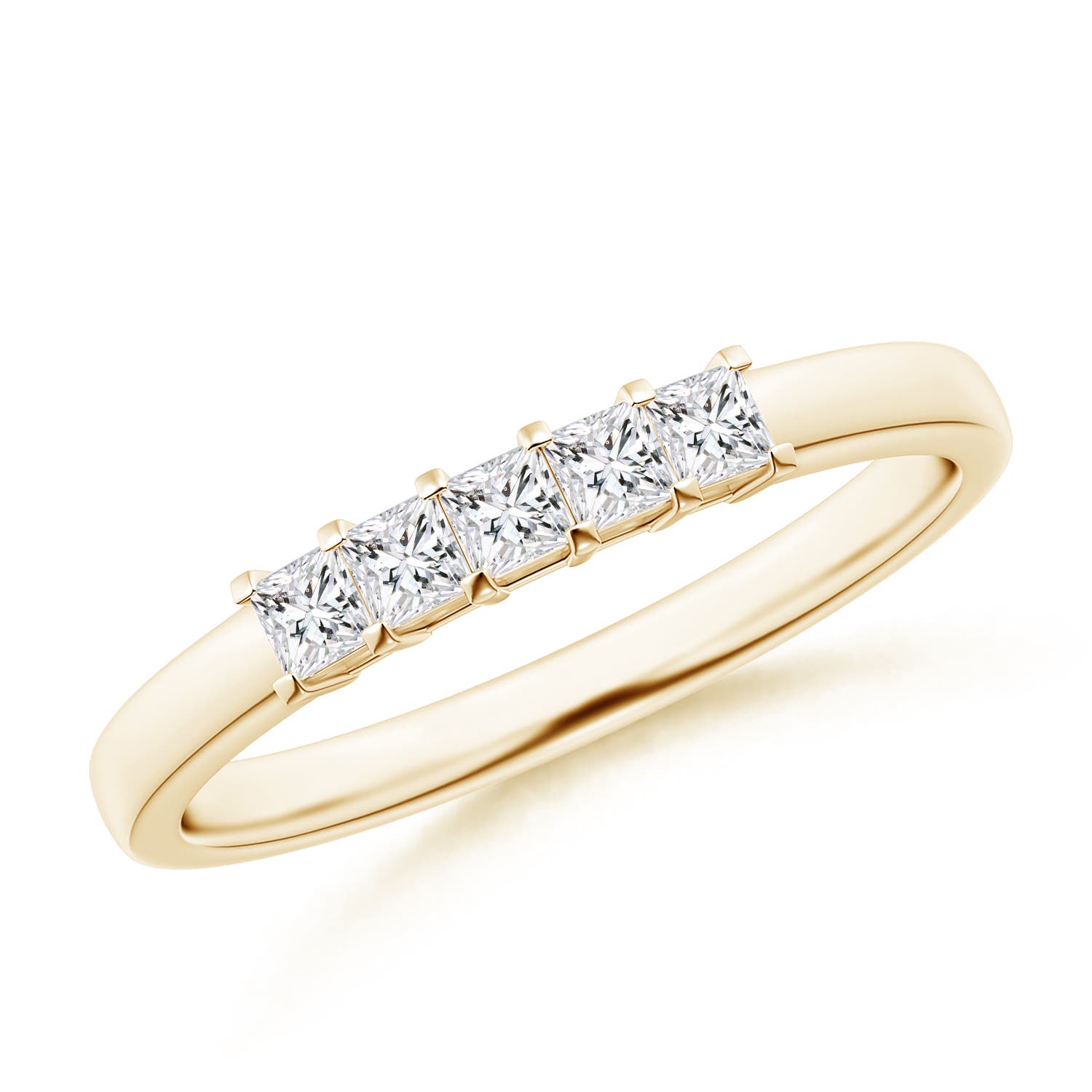 Angara 0.3 Carat Classic Five Stone Princess Diamond Wedding Ring for Her in 14K Yellow Gold