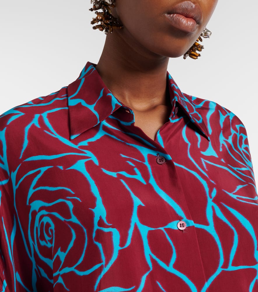Printed oversized satin shirt
