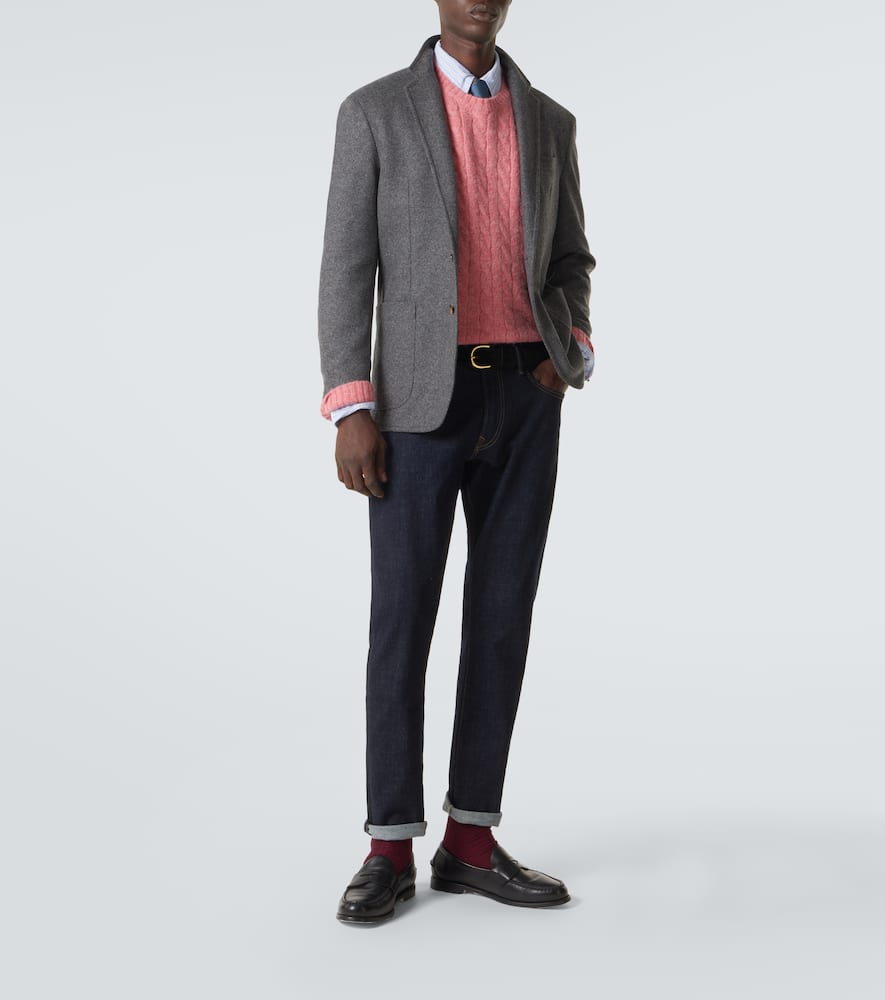 Wool-blend flannel blazer