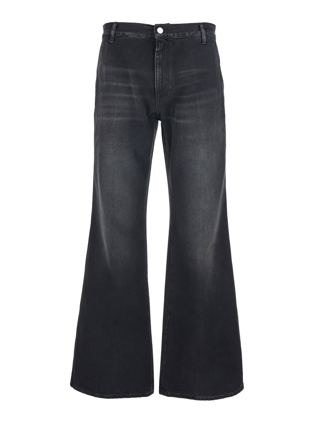 Black Jeans With Logo Patch Applied On The Back In Cotton Man