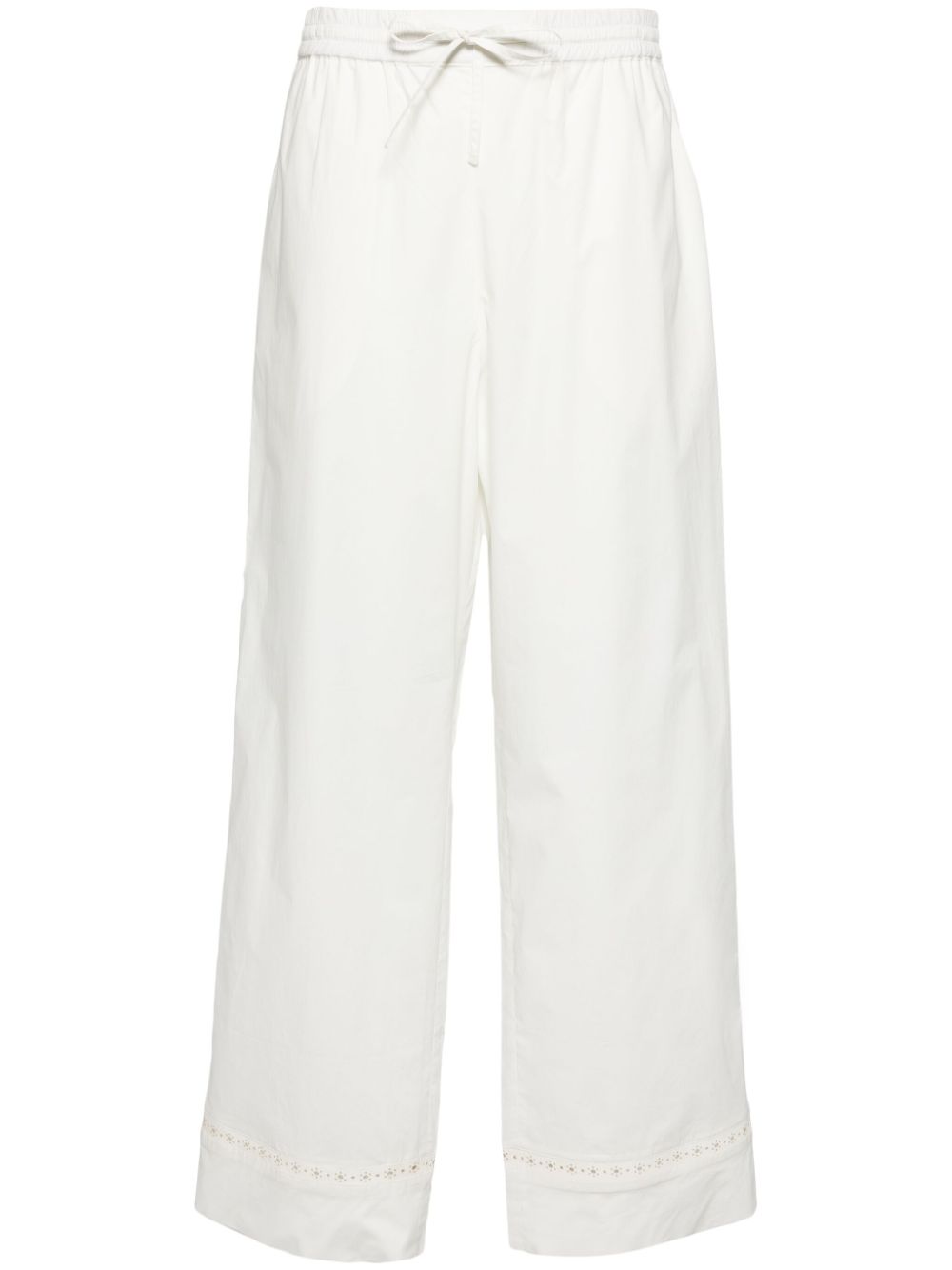 High-waist straight-leg trousers - White