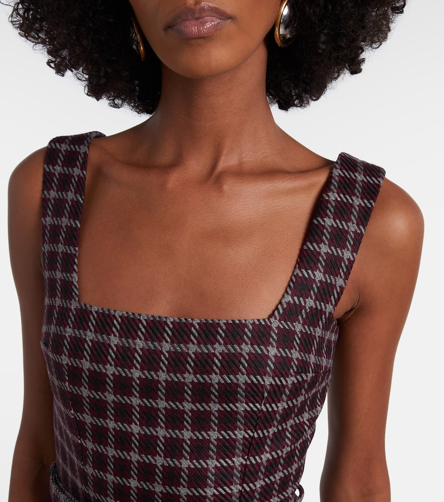 Petra houndstooth wool-blend midi dress