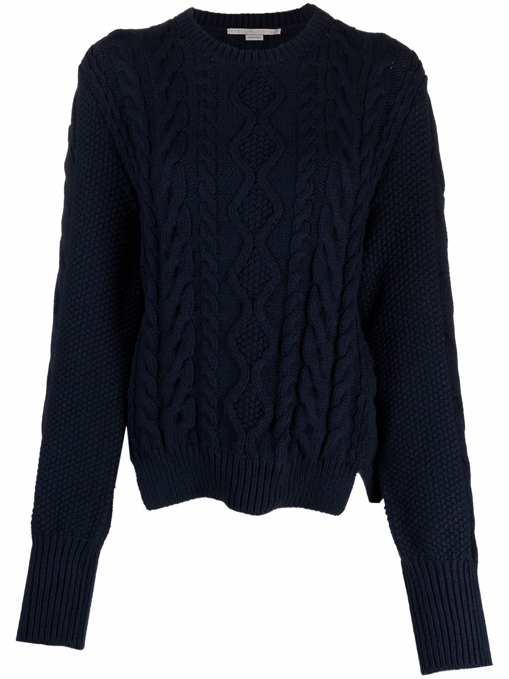 Aran-knit cropped long-sleeve jumper - Neutrals