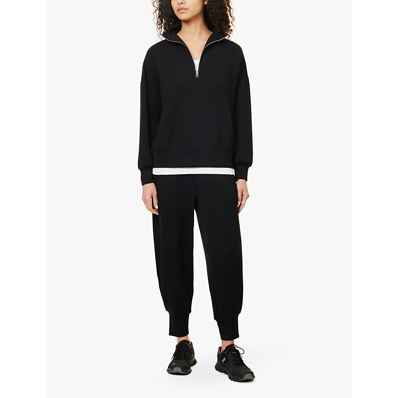 Womens Black Hawley Funnel-neck Stretch-woven Jersey Sweatshirt S