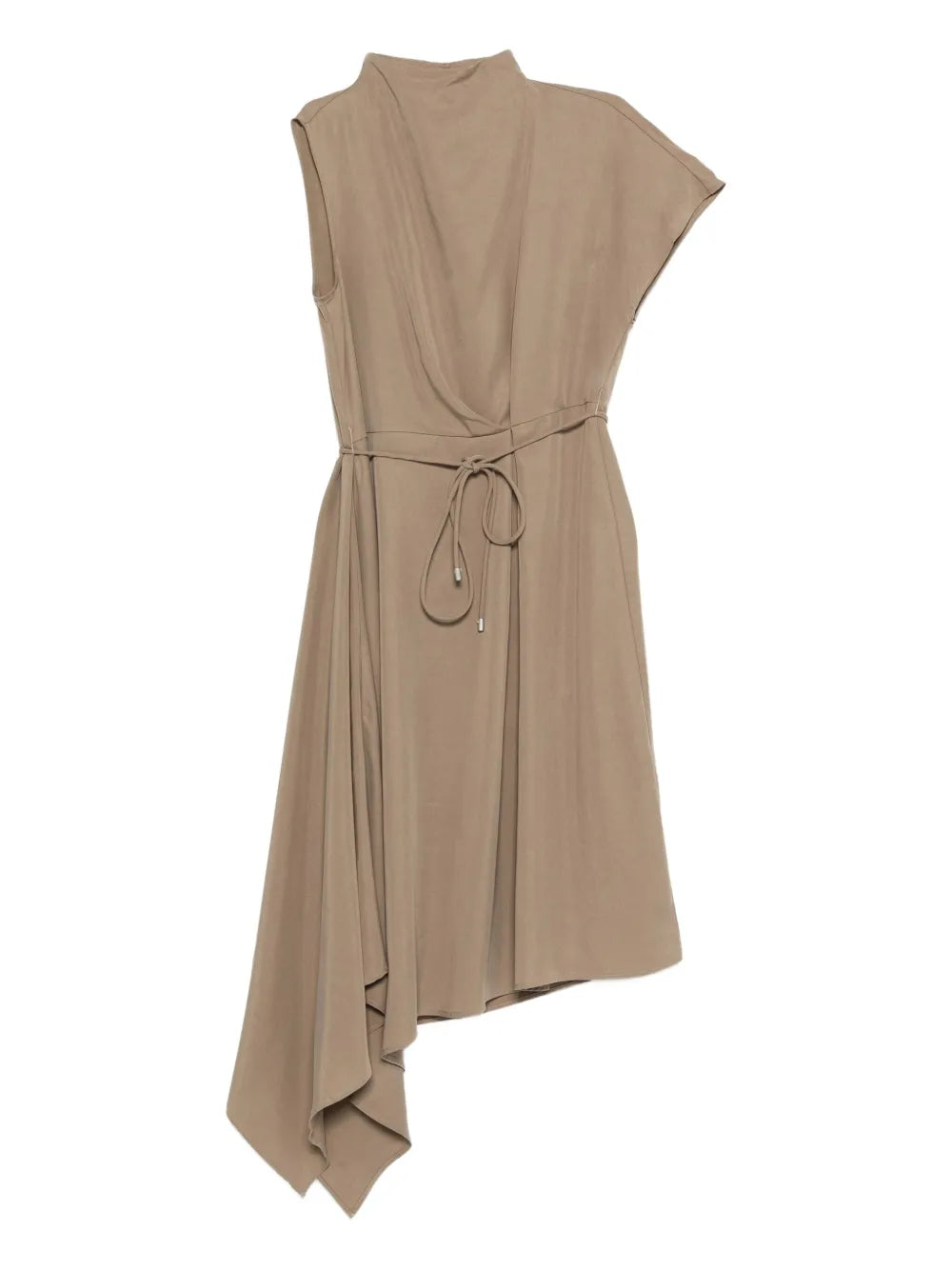 Asymmetric Midi Dress — Beige