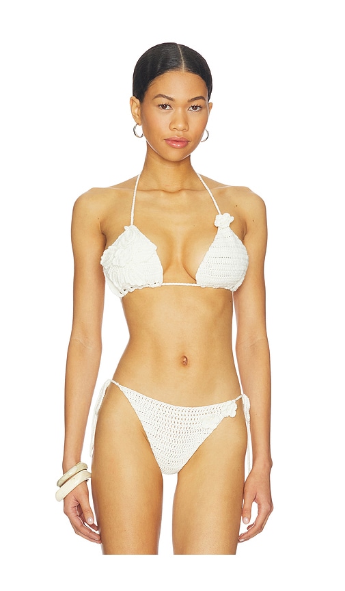 MORE TO COME Lakeisha Crochet Bikini Top in Ivory. - M also in L