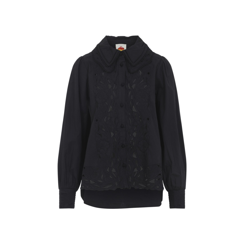 Black Regular Embroidered Shirt