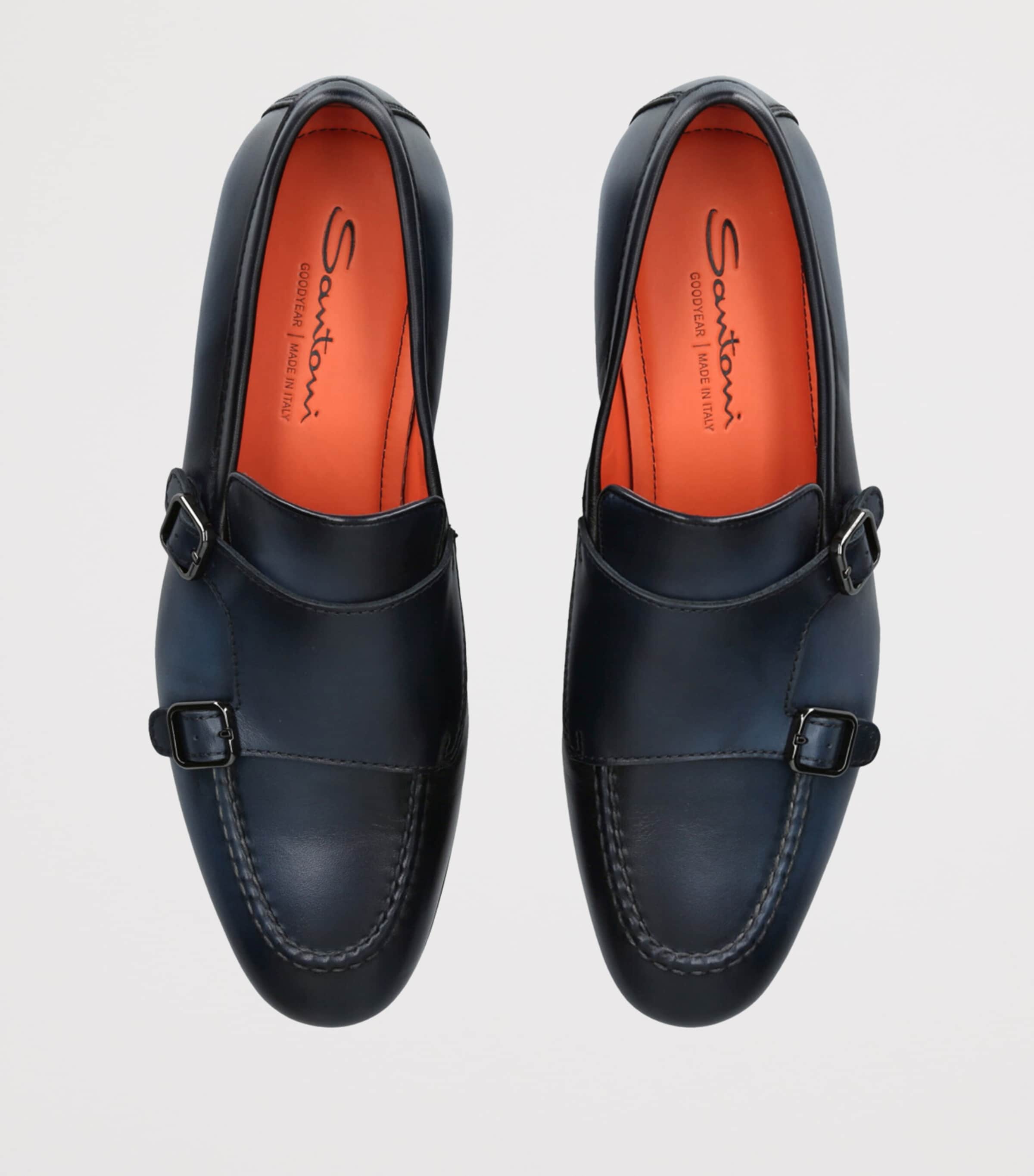 Leather Carlos Double-Strap Monk Shoes