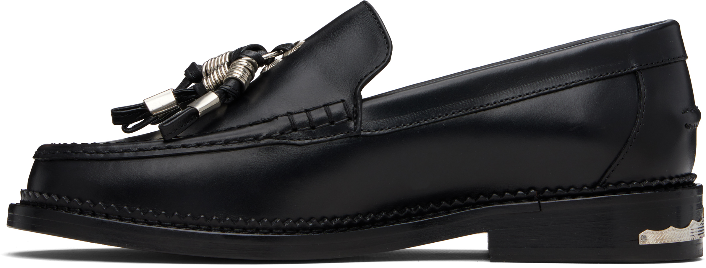Black Hard Leather Loafers
