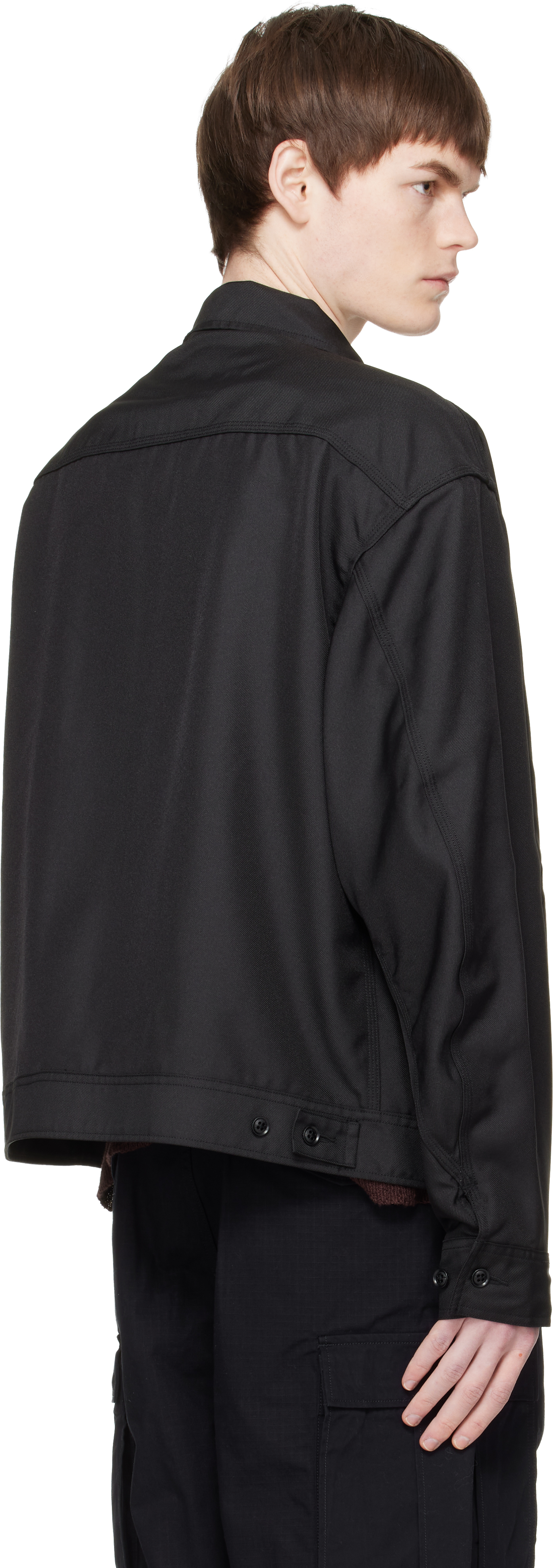 Black Polyester Twill Deck Jacket