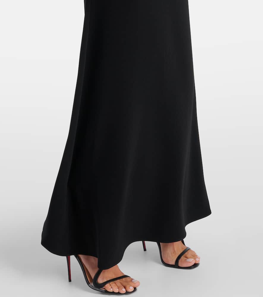 Embellished off-shoulder crêpe satin gown