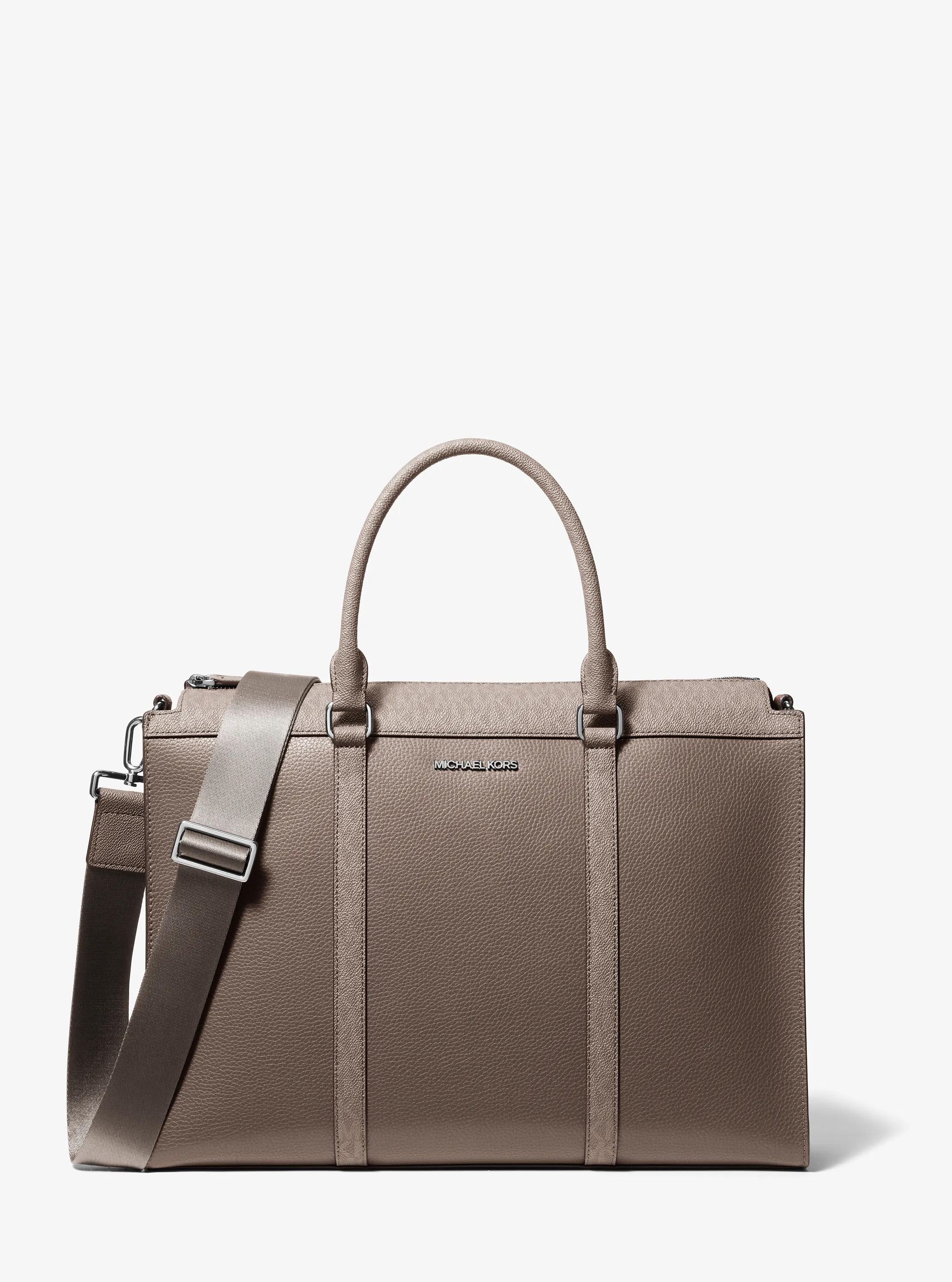 Cooper Pebbled Leather and Signature Logo Briefcase in Grey - One Size