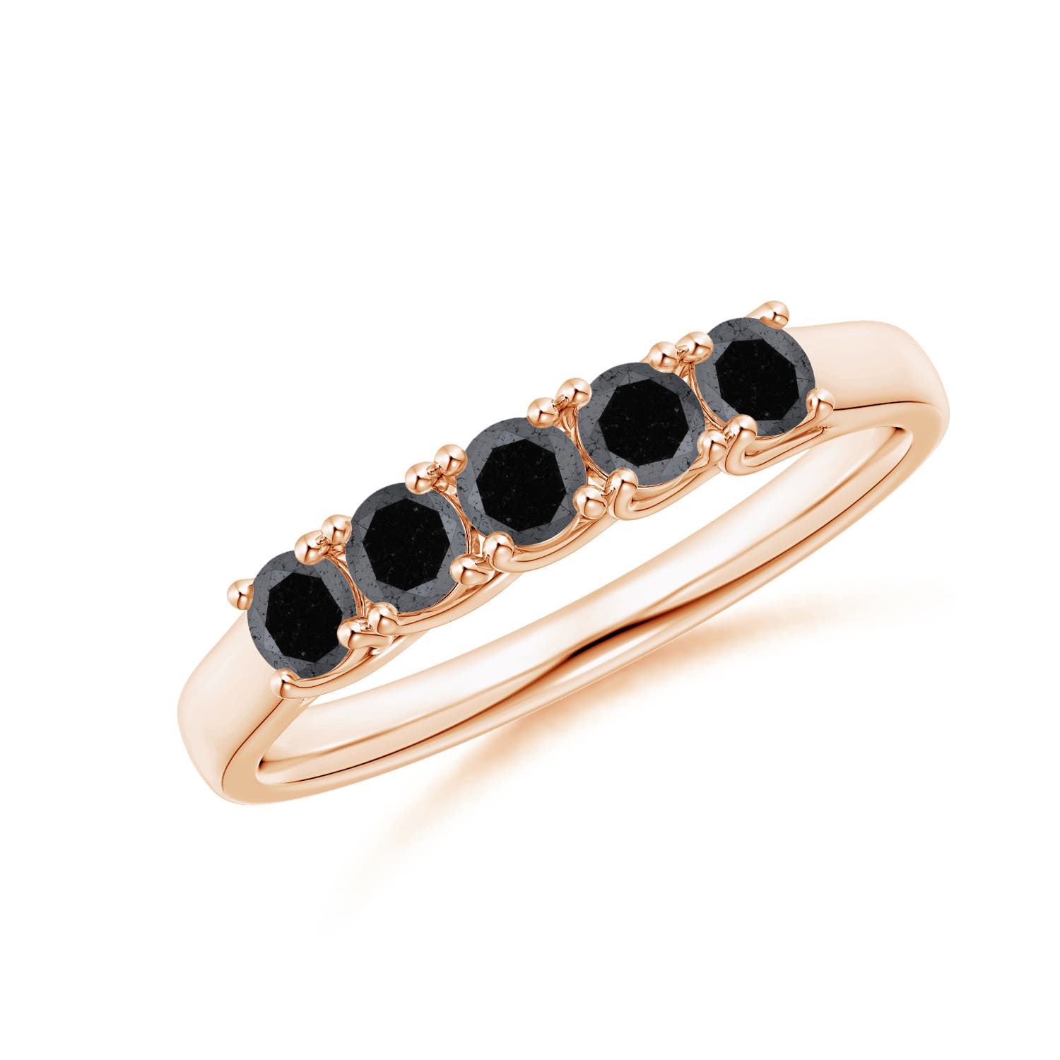 Angara 0.55 Carat Half Eternity Five Stone Enhanced Black Diamond Wedding Ring in 18K Rose Gold