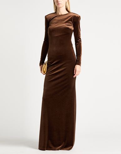 Woman Maxi dress Chocolate brown Size 6 PES
