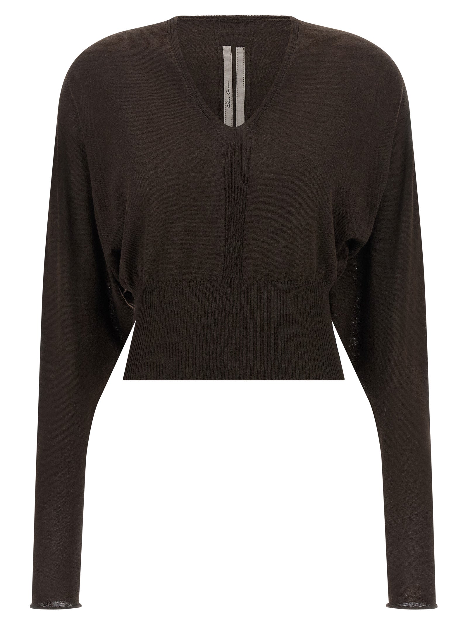 V Cropped Shirt — Brown