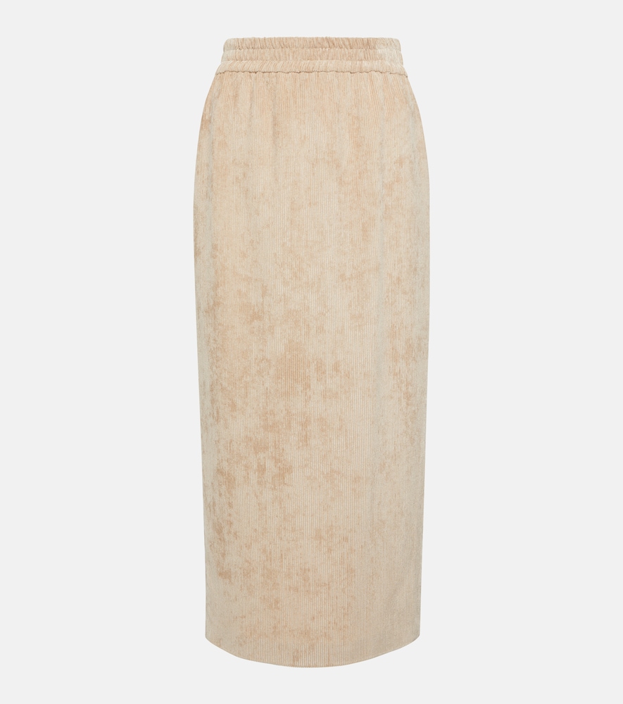 Corduroy pencil midi skirt
