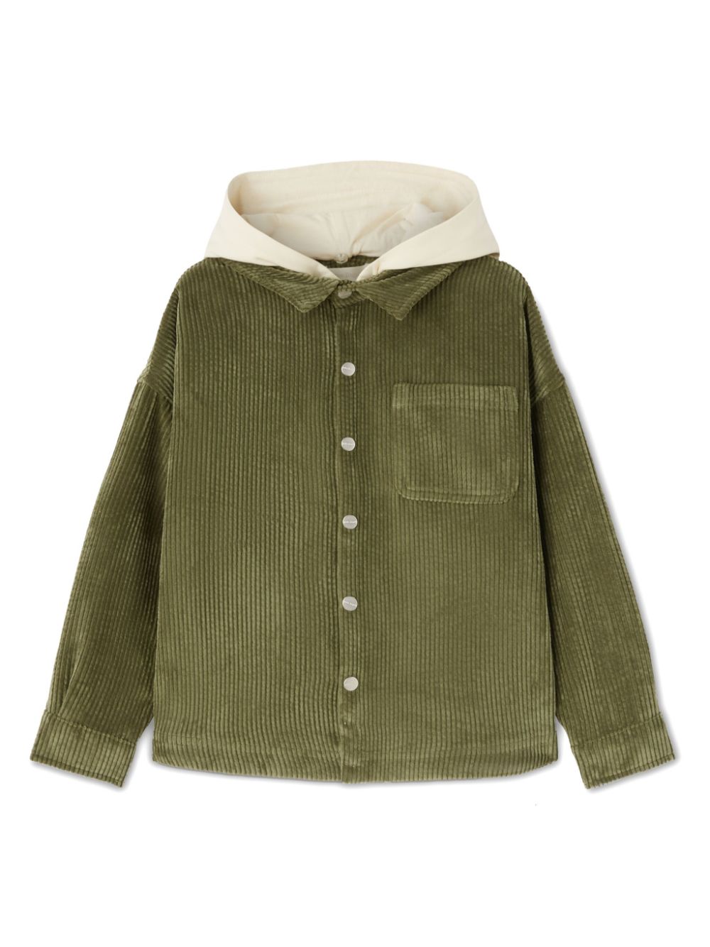 Hooded corduroy shirt jacket - Green